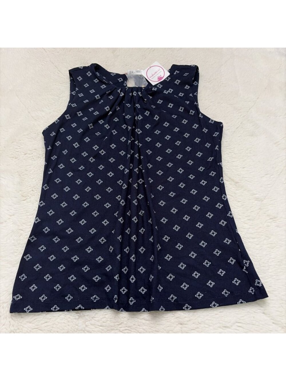 D N A Couture Womens M Blue Pattern Sleeveless Blouse